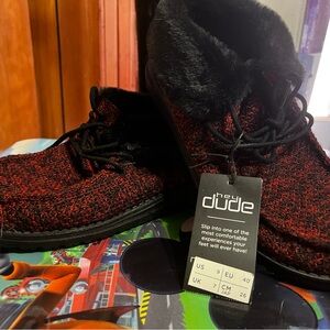 Hey Dude Red and Black Shoes